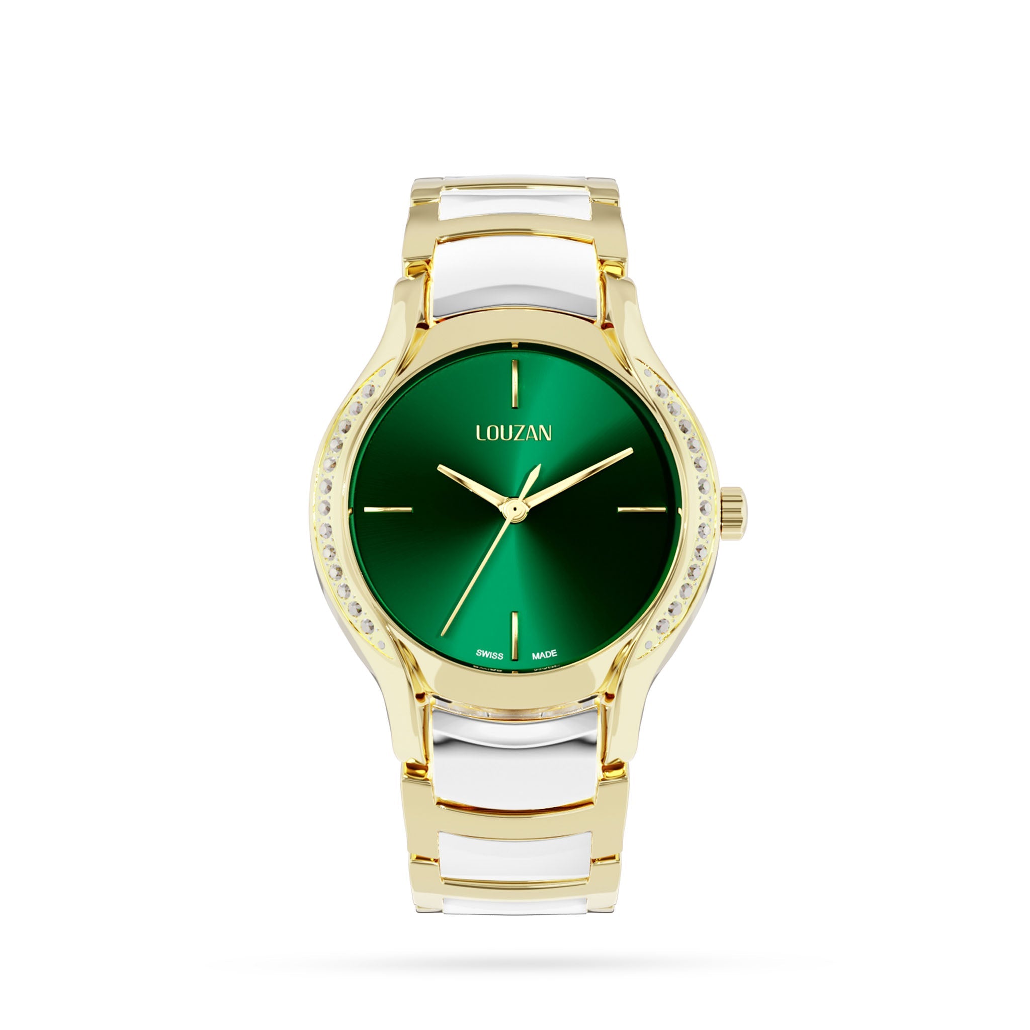 Cryste watch gold silver and green