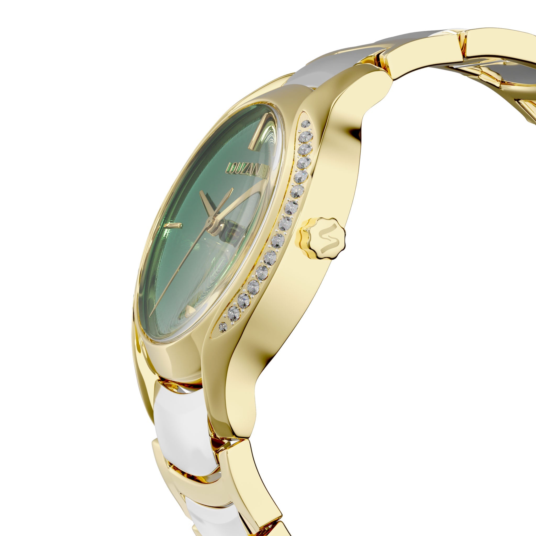 Cryste watch gold silver and green