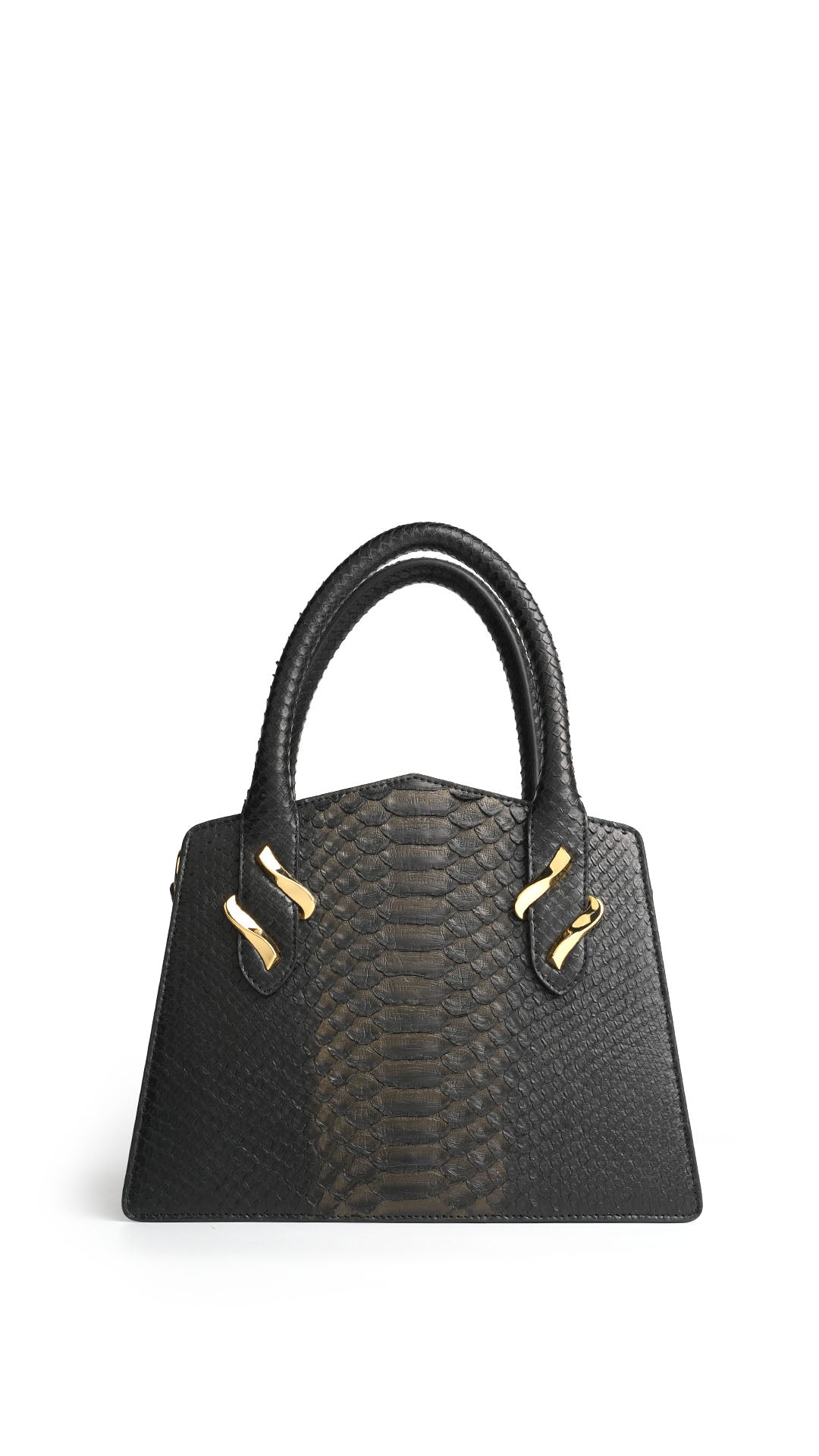 LADIES HAND BAG 0006 DREAM PYTHON BLACK GOLD MEDIUM