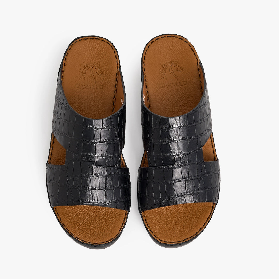 U615 CROCO Leather Arabic Sandals for Men