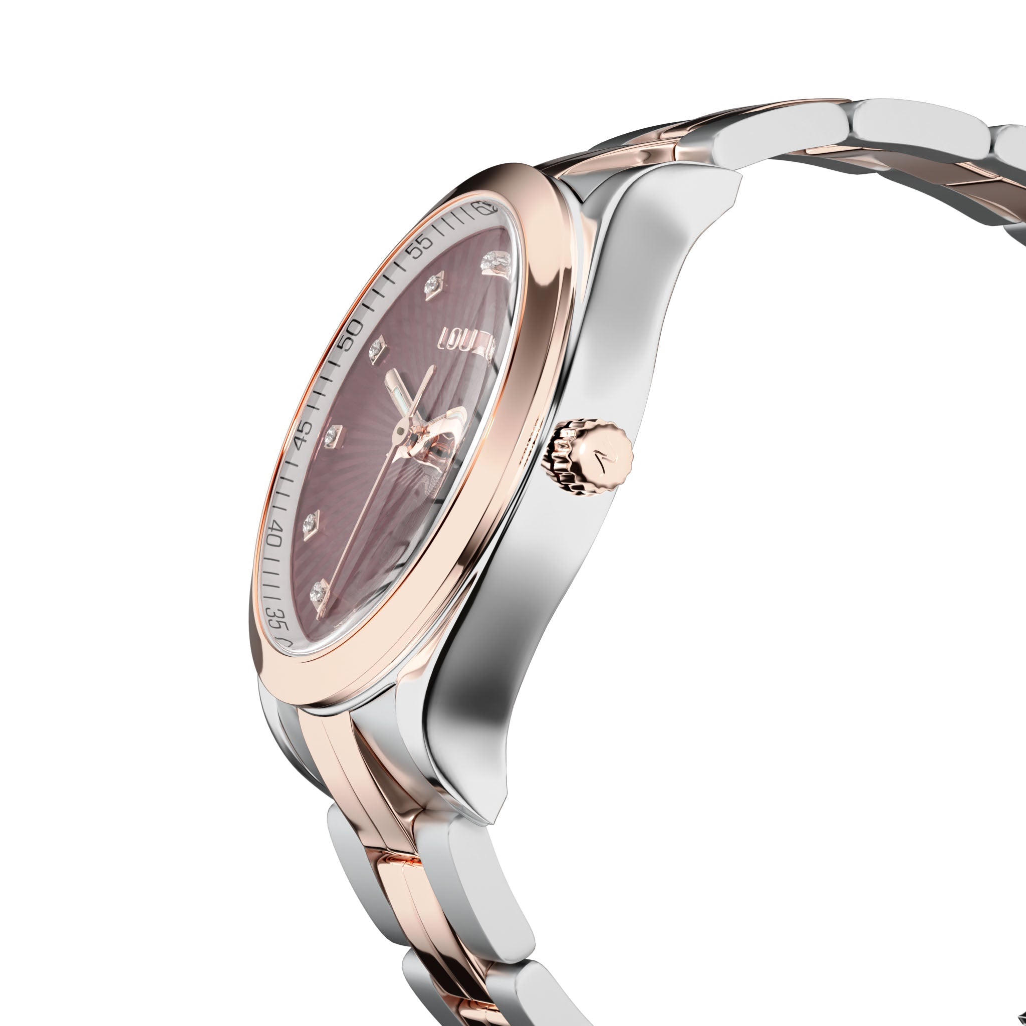 Timeless watch rose gold -silver and burgundy