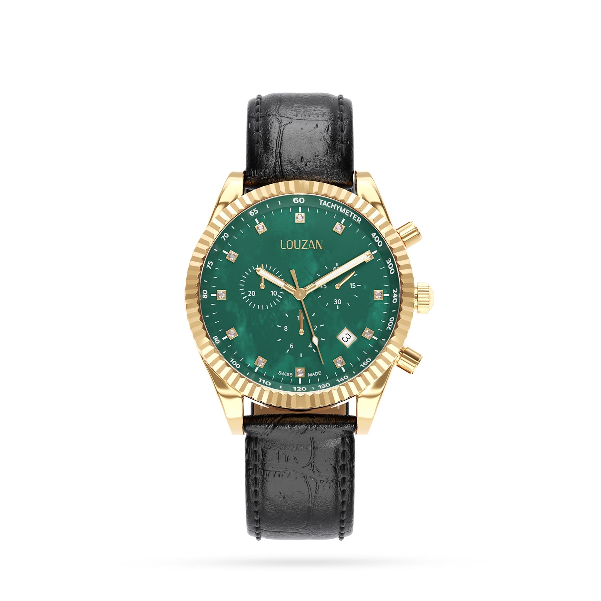 Legacy watch black leather and green mop