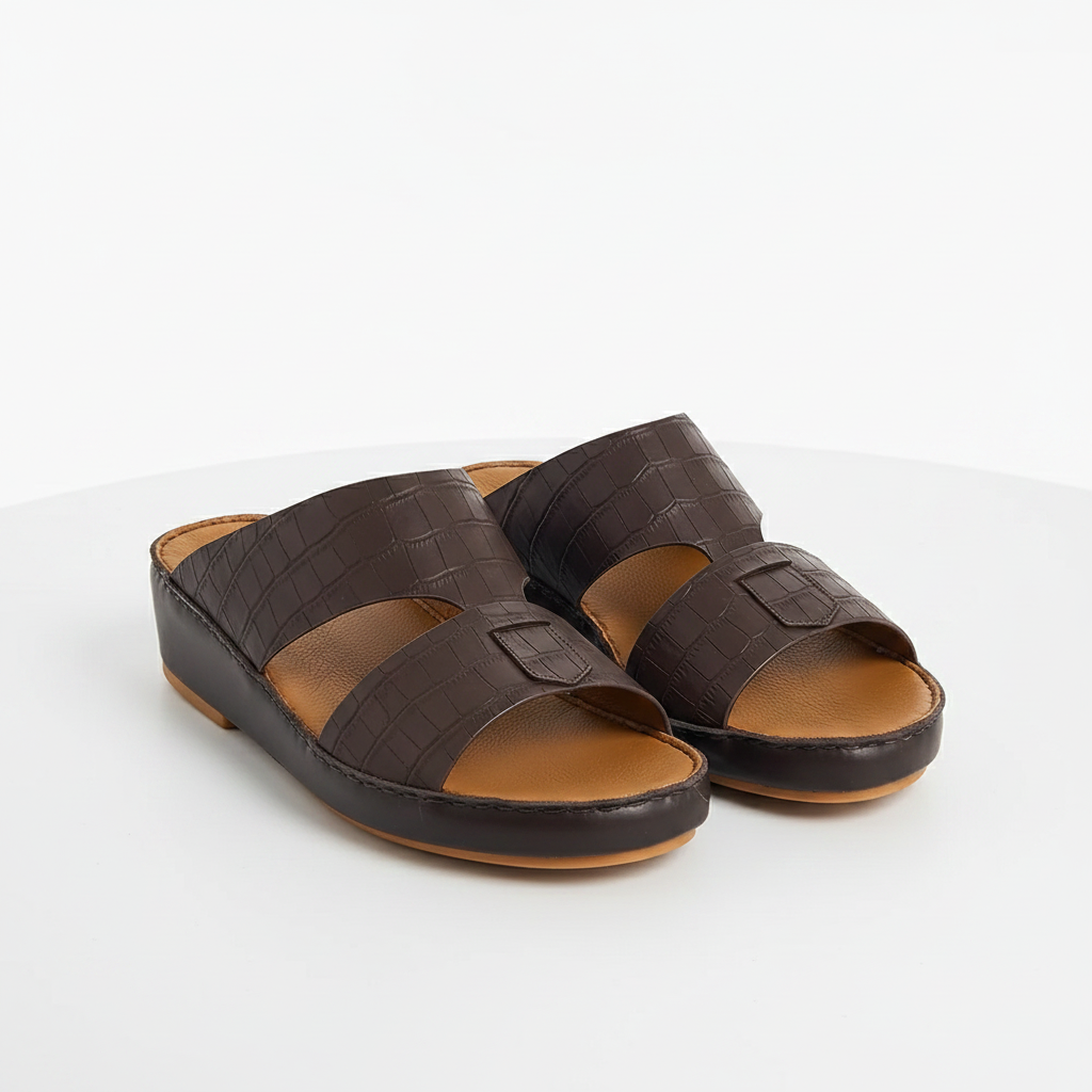 U712 CROCO Leather Arabic Sandals for Men