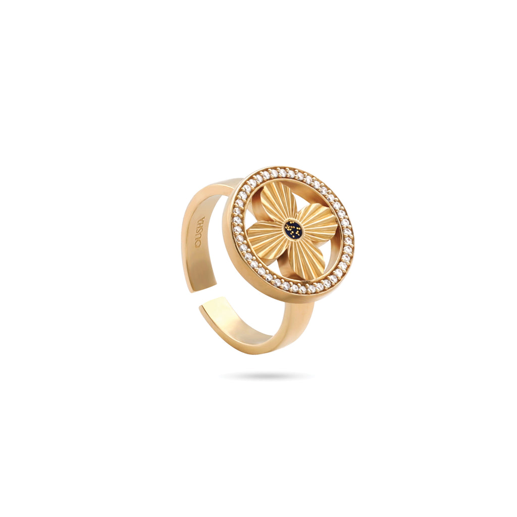 OUSHA round free size Ring is now available in rose gold-plated metal. The perfect jewellery piece for day or evening outfits original quality made in Italy